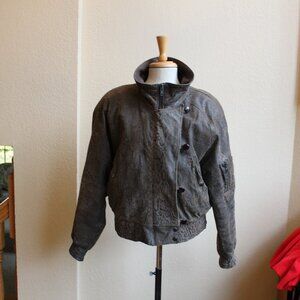 Vintage 80's Womens St Tropez West Brown Faux Snakeskin Leather Jacket M